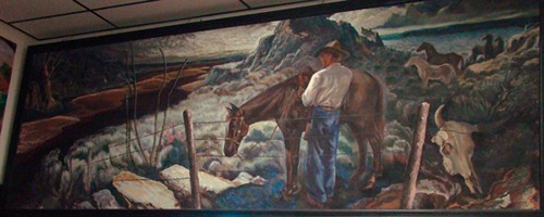 Mission TX Post Office Mural: West Texas Landscape by Xavier Gonzalez