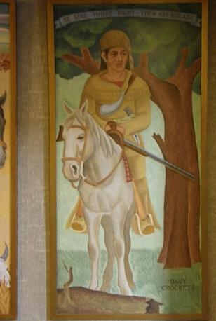 Paris Texas Post Office Mural - Davy Crockett by Jerry Bywaters