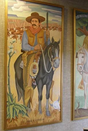 Paris Texas Post Office Mural - John Chisum by Jerry Bywaters