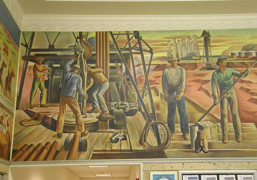 Oil - Amarillo Tx - Julius Woeltz WPA Mural 