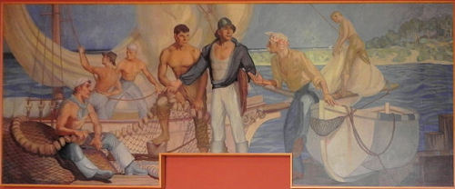 Liberty TX Post Office Mural Story of the Big Fish