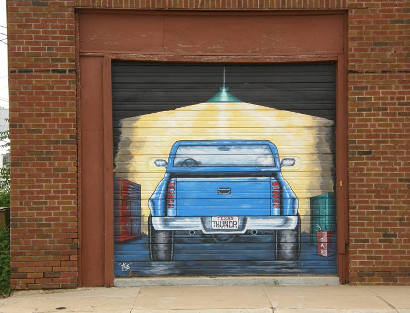 McLean TX Garage Door Mural -  Blue Truck