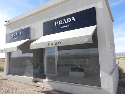 Prada Marfa windows replaced with Lexan