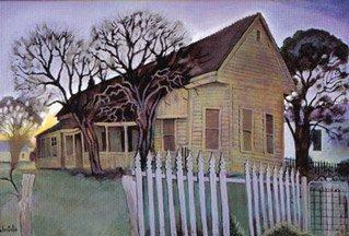 Falls City TX - Pawelek House.Jacinto Guevara painting of  typical South Texas house