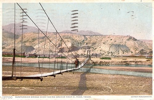 Suspension Bridge Over The Rio Grande, El Paso, Texas