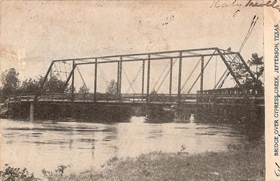 Jefferson TX Cypress Creek Bridge Postmarked 1909
