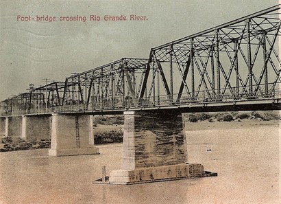 Laredo TX - Foot-bridge crossing Rio Grande River, Pstmrk 1908