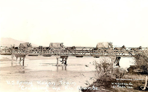 El Paso, TX - US Army Wagon Train Crossing Rio Grande River