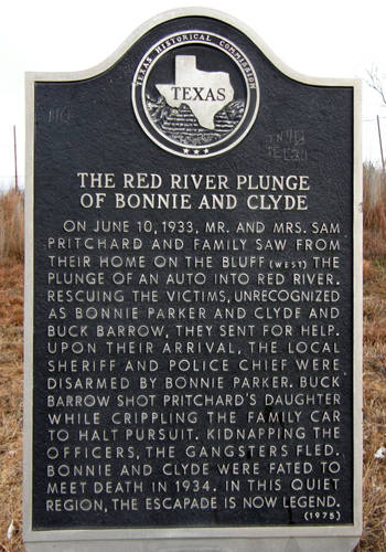 Collingsworth County Tx - Bonnie And Clyde Red River Plunge  historical marker