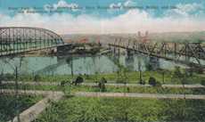 Three Brazos River bridges at Waco, Texas , old post card