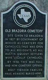 Old Brazoria Cemetery historical marker