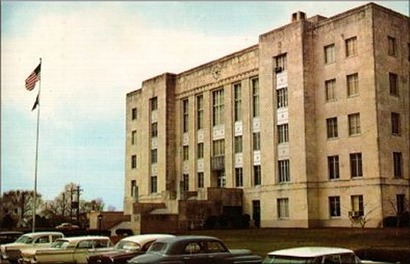 1940 Brazoria County courthouse,  Angleton, Texas, 1950 s postcard