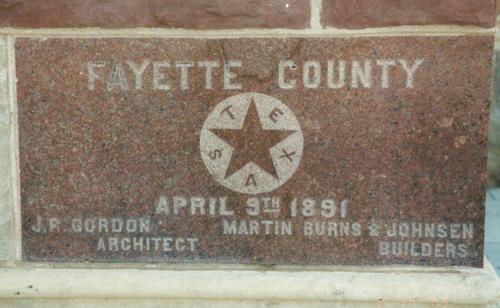 La Grange TX - Fayette County Courthouse cornerstone