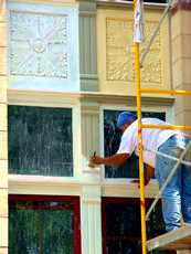 Painting courthouse window, courthouse restoration