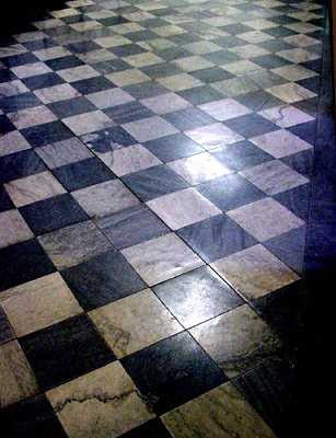 checker-board marble floor