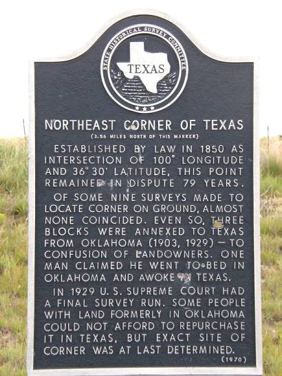 Northeast Corner of Texas Historical Marker