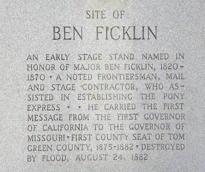 Ben Ficklin Tx Centennial Marker text