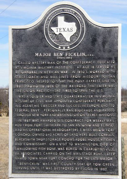Ben Ficklin Tx  - Major Ben Ficklin historical marker
