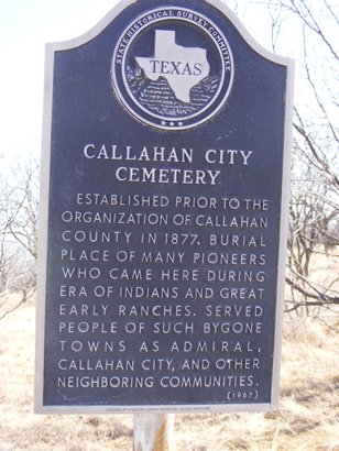 Callahan City Cemetery Historical Marker Texas