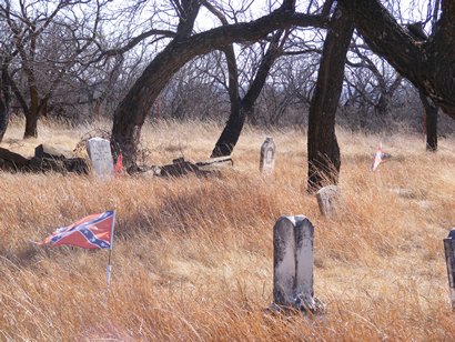 Callahan City Cemetery tombstones and confederate flags, Texas