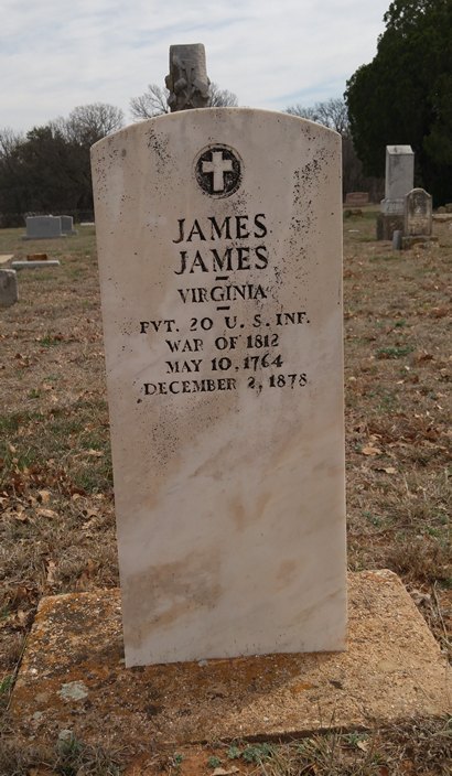 Young County TX - Gooseneck Cemetery ,  grave of James James, veteran of  War of 1812