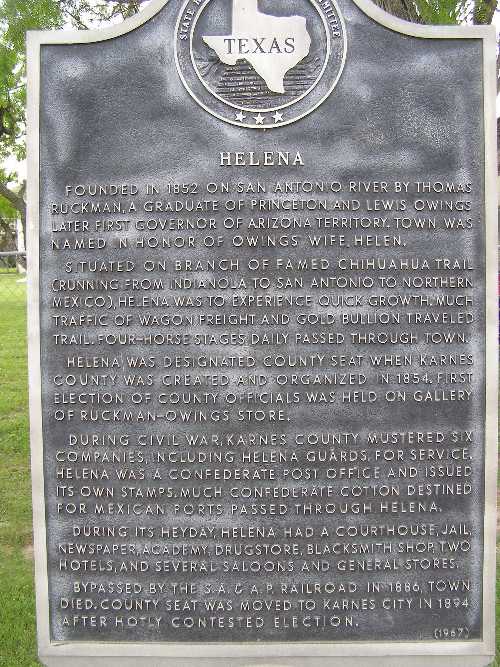 Helena, Texas historical marker