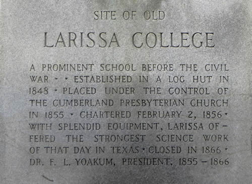 Larissa TX - Larissa College Centennial Marker 