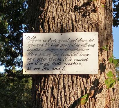 Little Hope TX -  sign on a tree next to the church