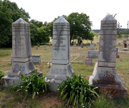 Oxford TX - Llano County  Oxford Cemetery  Moss Obelisks