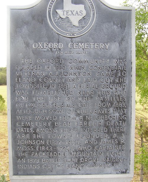 Oxford TX - Llano County  Oxford Cemetery Historical Marker