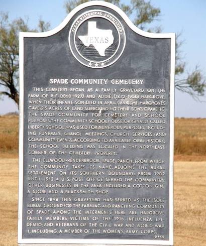 Spade Texas - Spade Community Cemetery historical marker