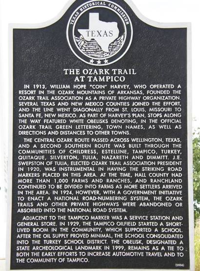 Ozark Trail at Tampico historical marker