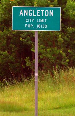 Angleton Texas city limit sign