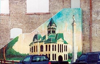 Bay City TX - Mural of 1895 Matagorda County courthouse 
