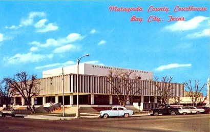 Matagorda County Courthouse, Bay City TX old postcard