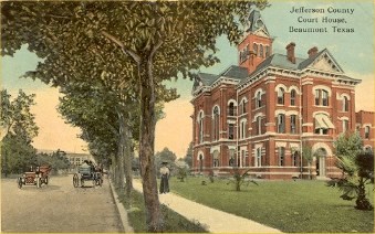 Previous Jefferson County courthouse, Beaumont, Texas old postcard
