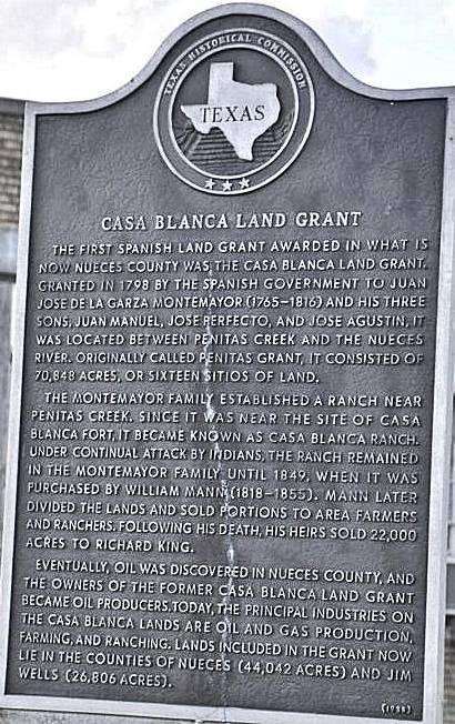 TX Casa Blanca Land Grant historical marker