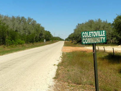 TX -  Coletoville Community road sign