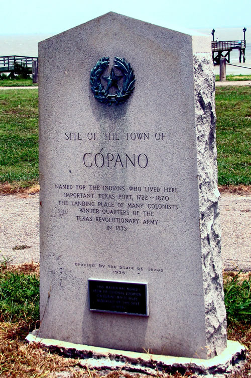 Copano Texas town site marker