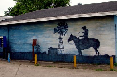 Damon Texas Cowboy and Windmil l mural