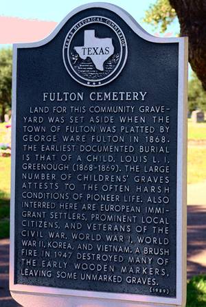 Fulton Cemetery Historical marker, Fulton Texas