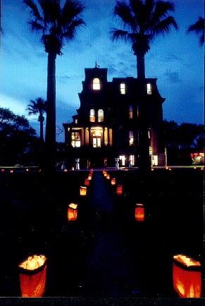 George W. Fulton Mansion at night, Fulton Texas