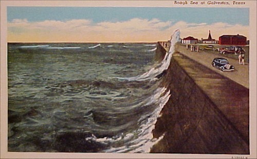 rough sea at Galeston, Texas,  1930s