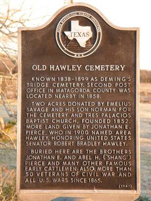 Old Hawley Cemetery historical marker, Hawley Texas