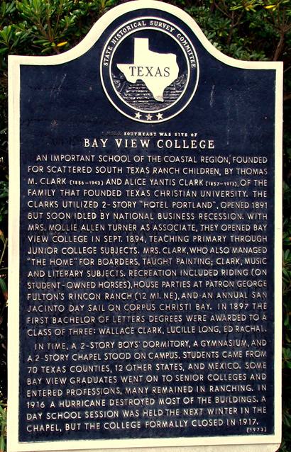 Portland Texas Bay View College  marker