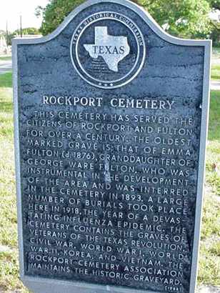 Rockport Cemetery Texas historical marker