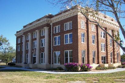 Restored brick Kenedy County courthouse, Sarita Texas