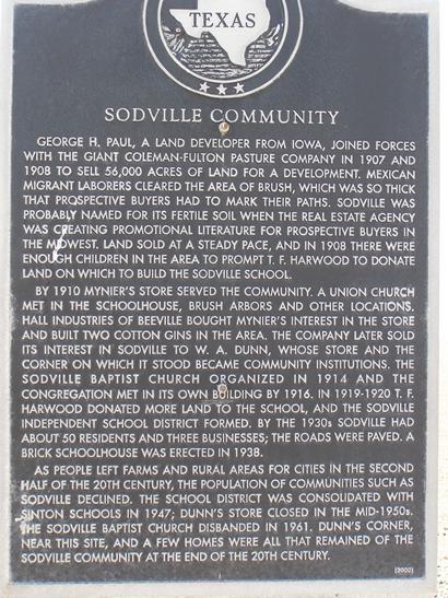 Sodville TX Historical Marker