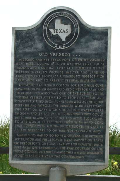 Old Velasco Texas historical marker
