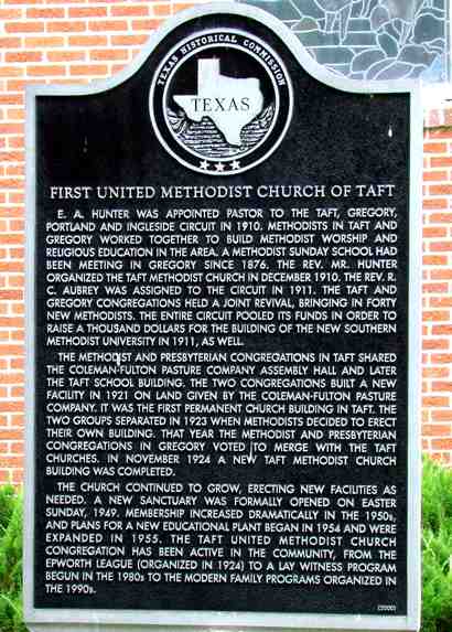 First United Methodist Church of Taft, Texas historical marker